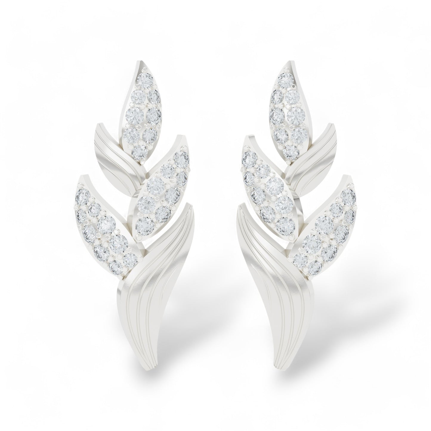Flora Glow Climber Earrings | 925 Silver Earring 18k Gold Plated | Gold Vermeil Jewellery | Party Wear Earring Earring White