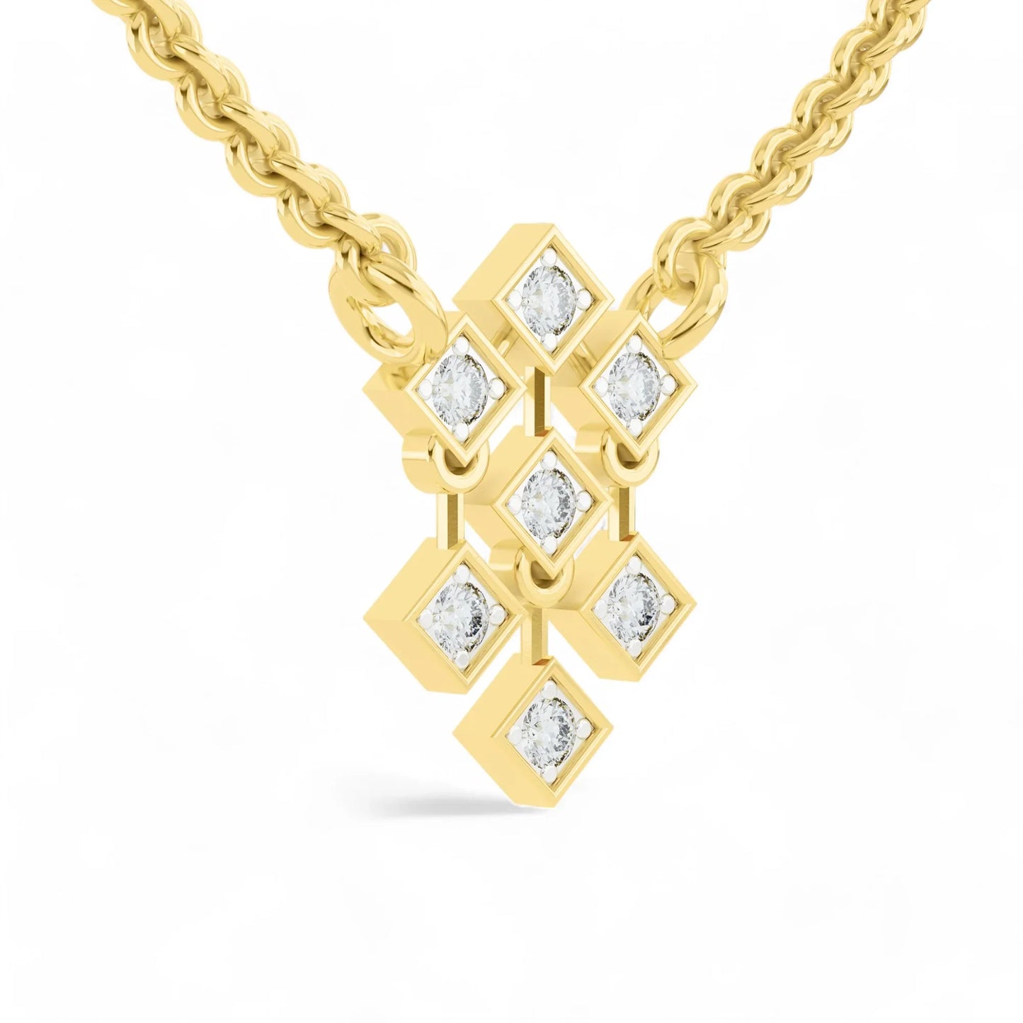 Radiance Cascade Pendant | Gold Diamond Pendant | Lab Grown Diamond Pendant Pendant
