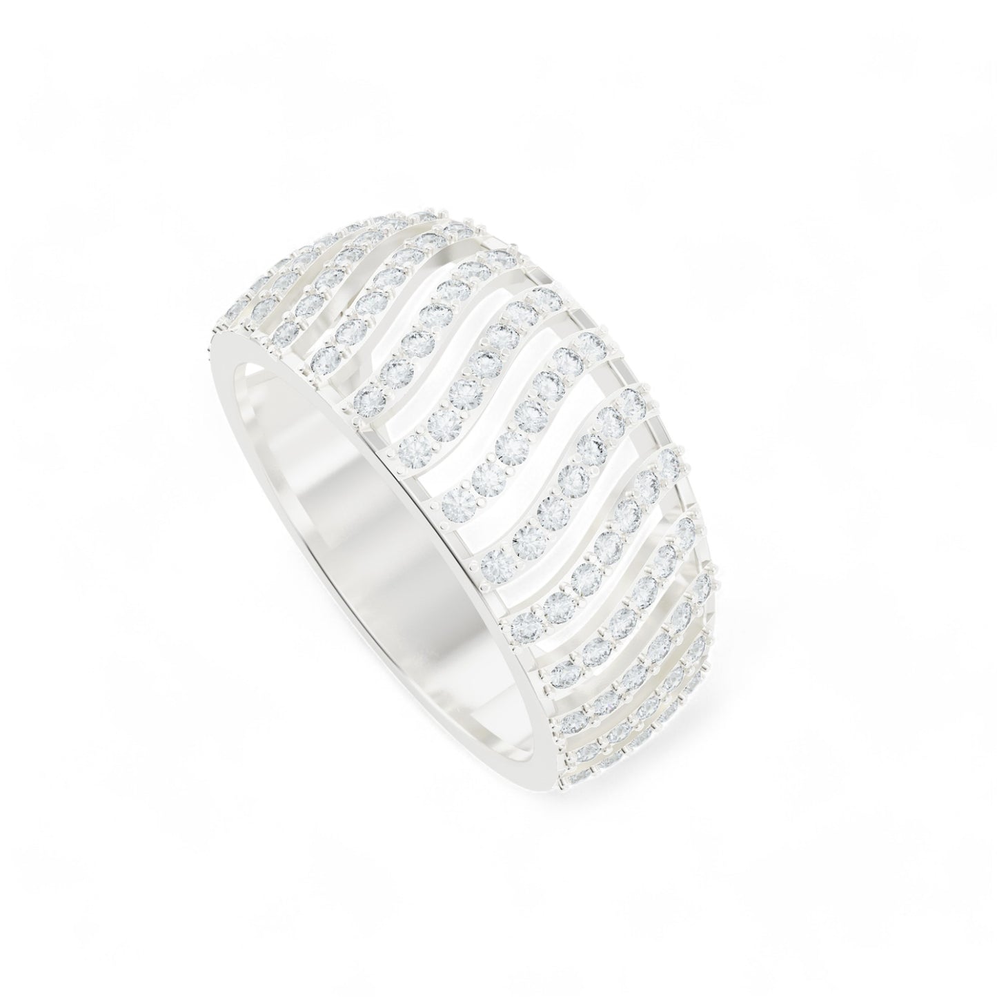 Ripple Elegance Ring | 925 Silver 18k Gold Plated Jewellery | Gold Vermeil | Party Wear Ring Ring White-24