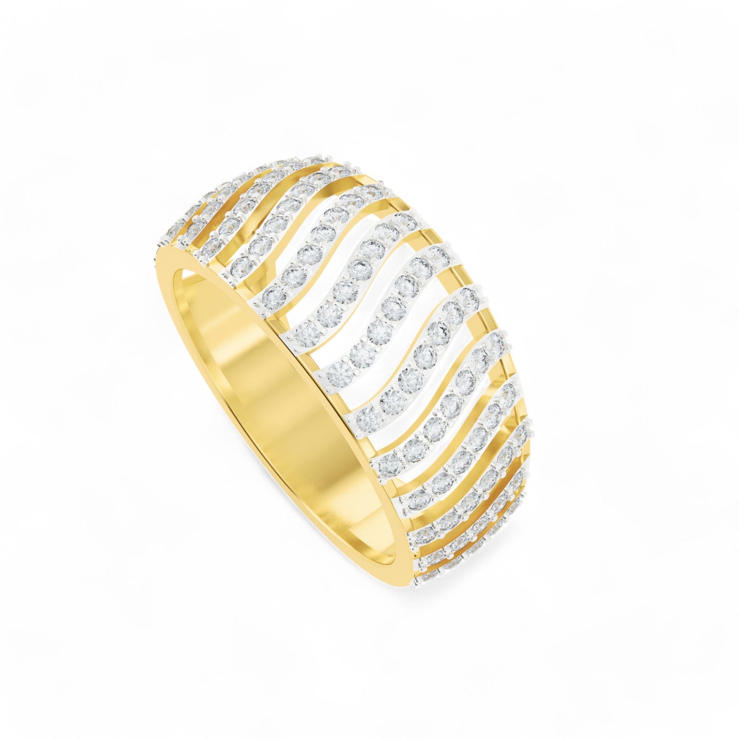 Ripple Elegance Ring | 925 Silver 18k Gold Plated Jewellery | Gold Vermeil | Party Wear Ring Ring Gold-Vermeil-24