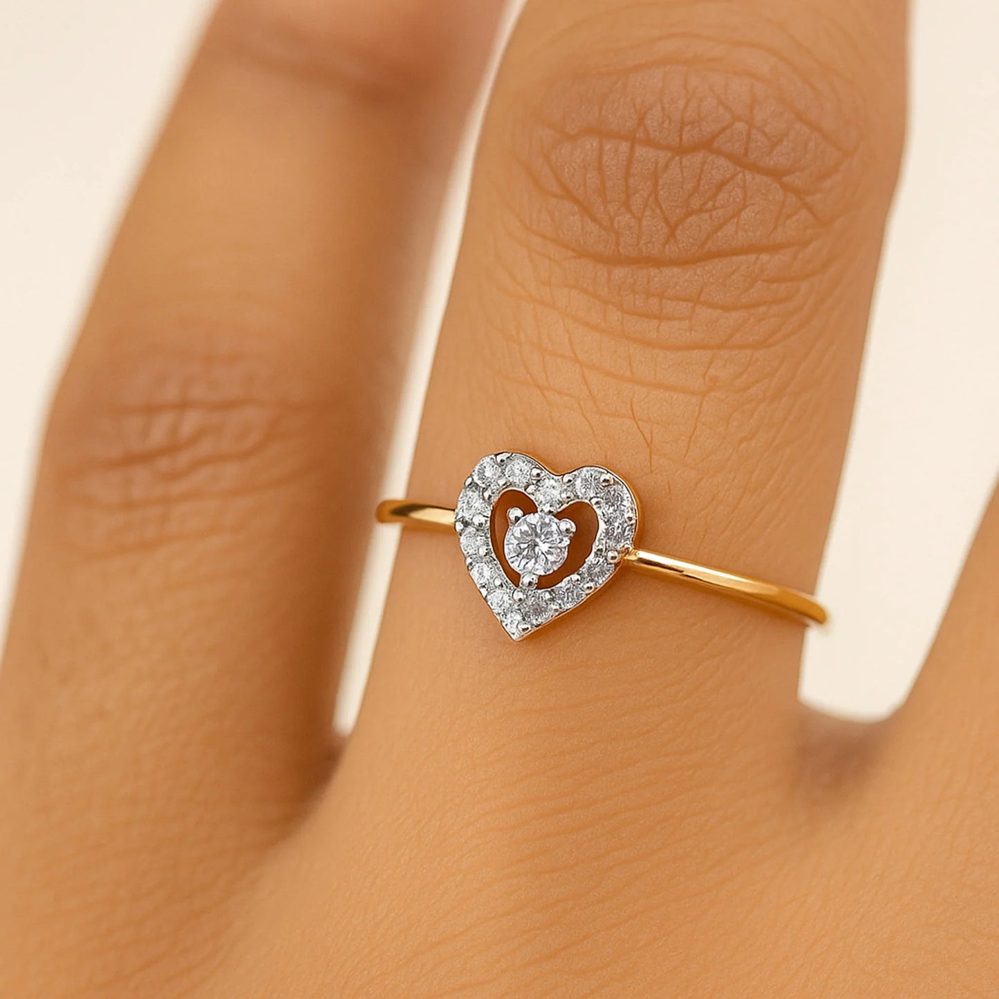 Diamond Heartbeat Ring | 925 Silver 18k Gold Plated Jewellery