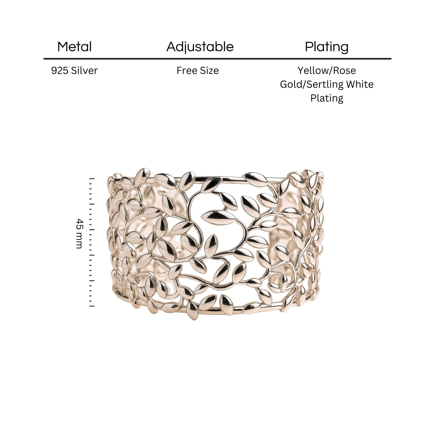 Elegant Vine Leaf Bracelet | 925 Silver 18k Gold Plated Jewellery