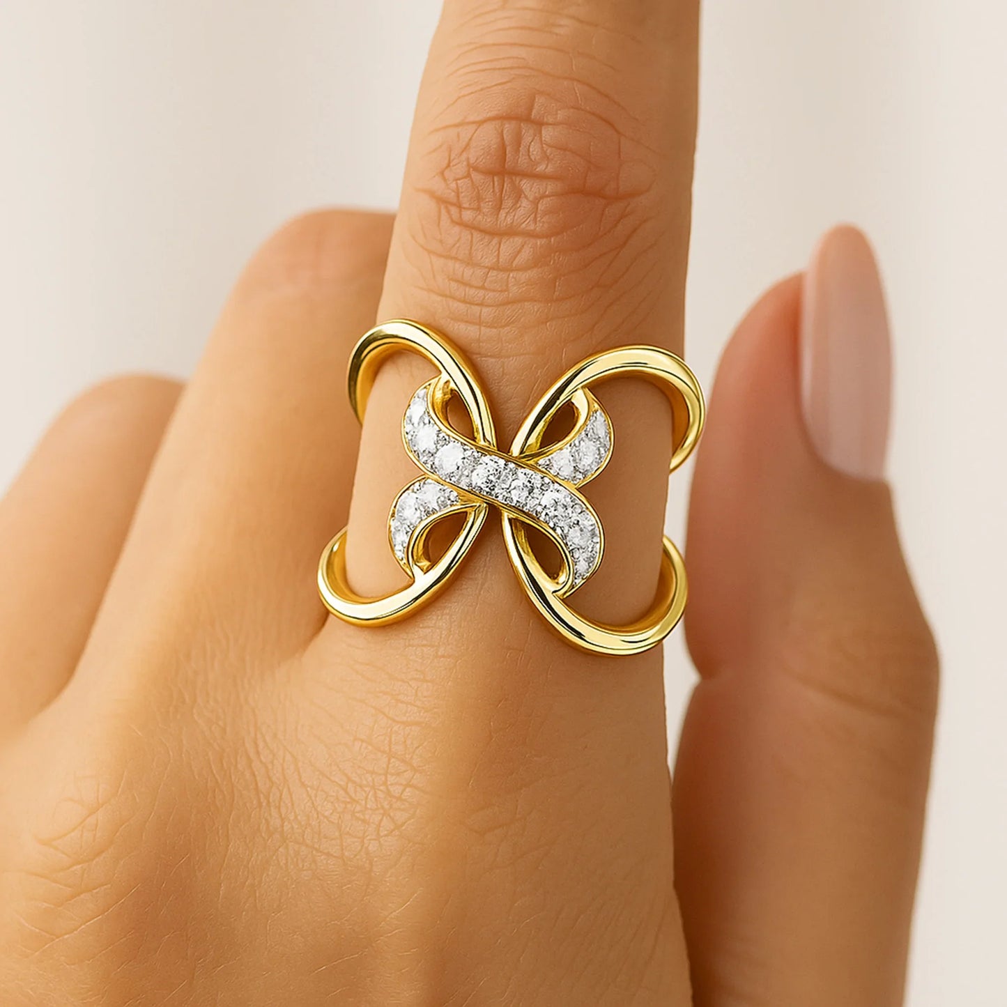 Fluttering Bliss Ring | 925 Silver 18k Gold Plated Jewellery