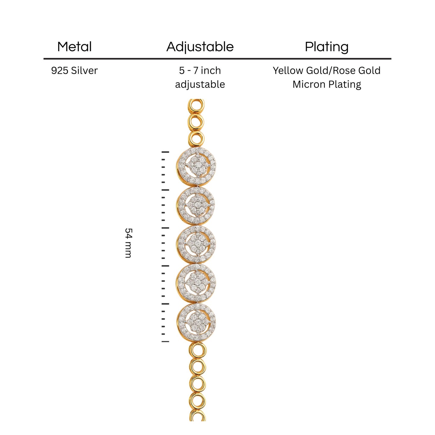 925 Silver Halo Cluster Silver Bracelet | 18k Gold Plated Jewellery