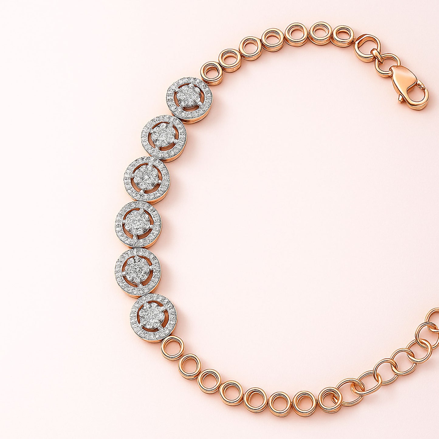 925 Silver Halo Cluster Silver Bracelet | 18k Gold Plated Jewellery