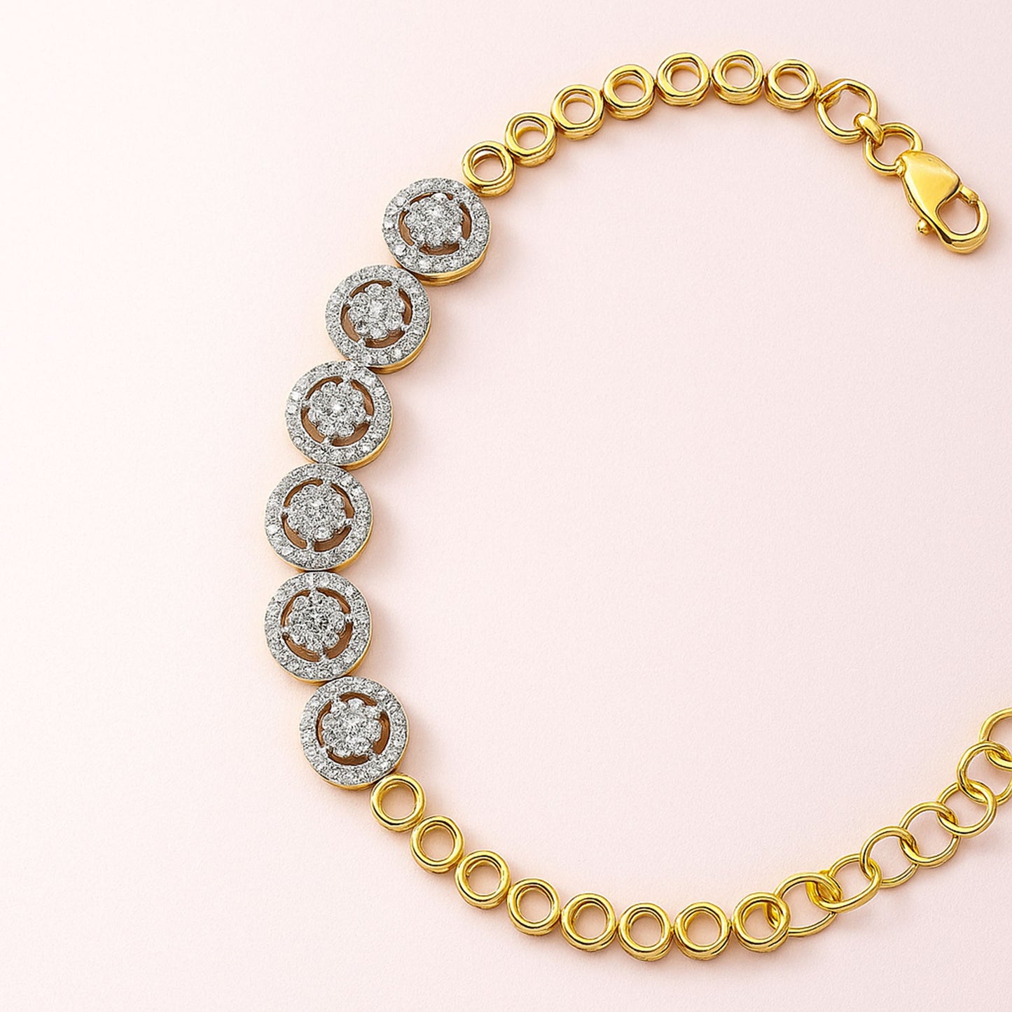 925 Silver Halo Cluster Silver Bracelet | 18k Gold Plated Jewellery