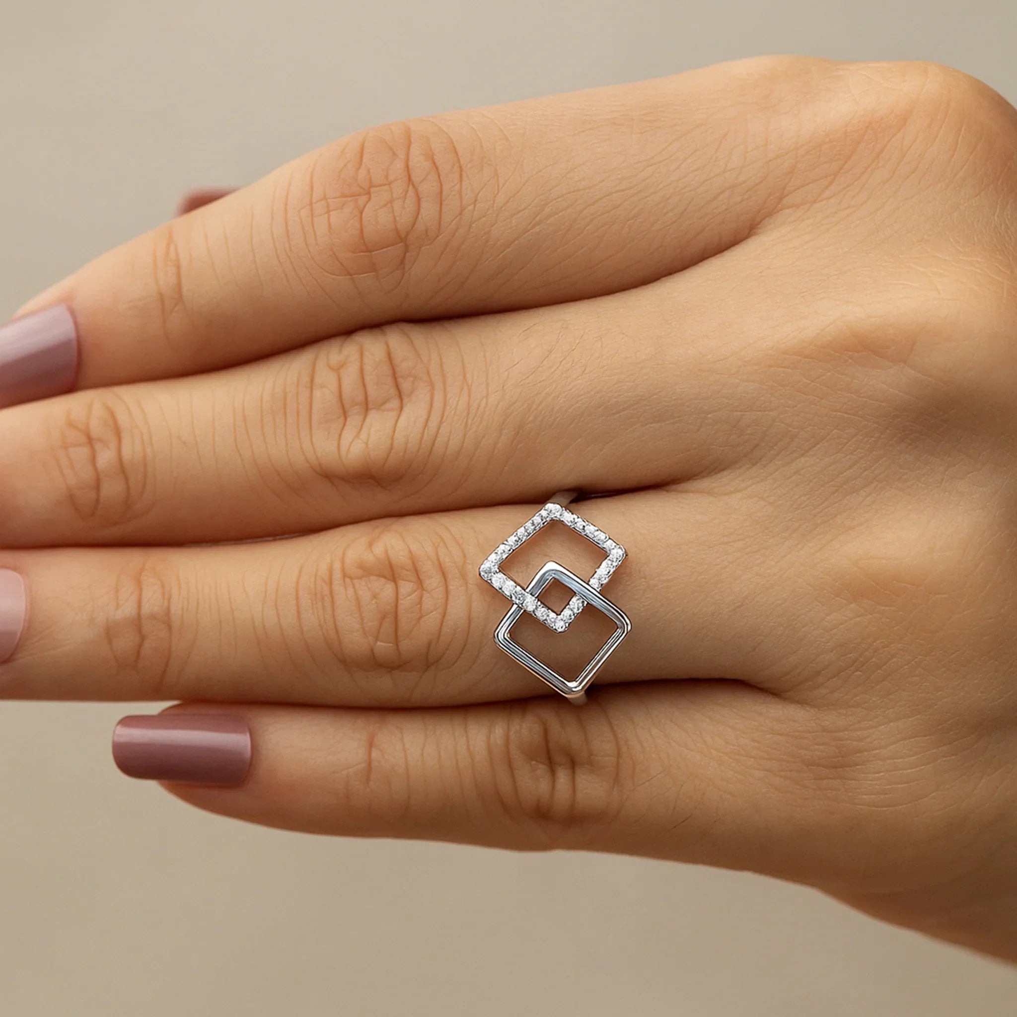Square Harmony Ring | 925 Silver 18k Gold Plated Jewellery