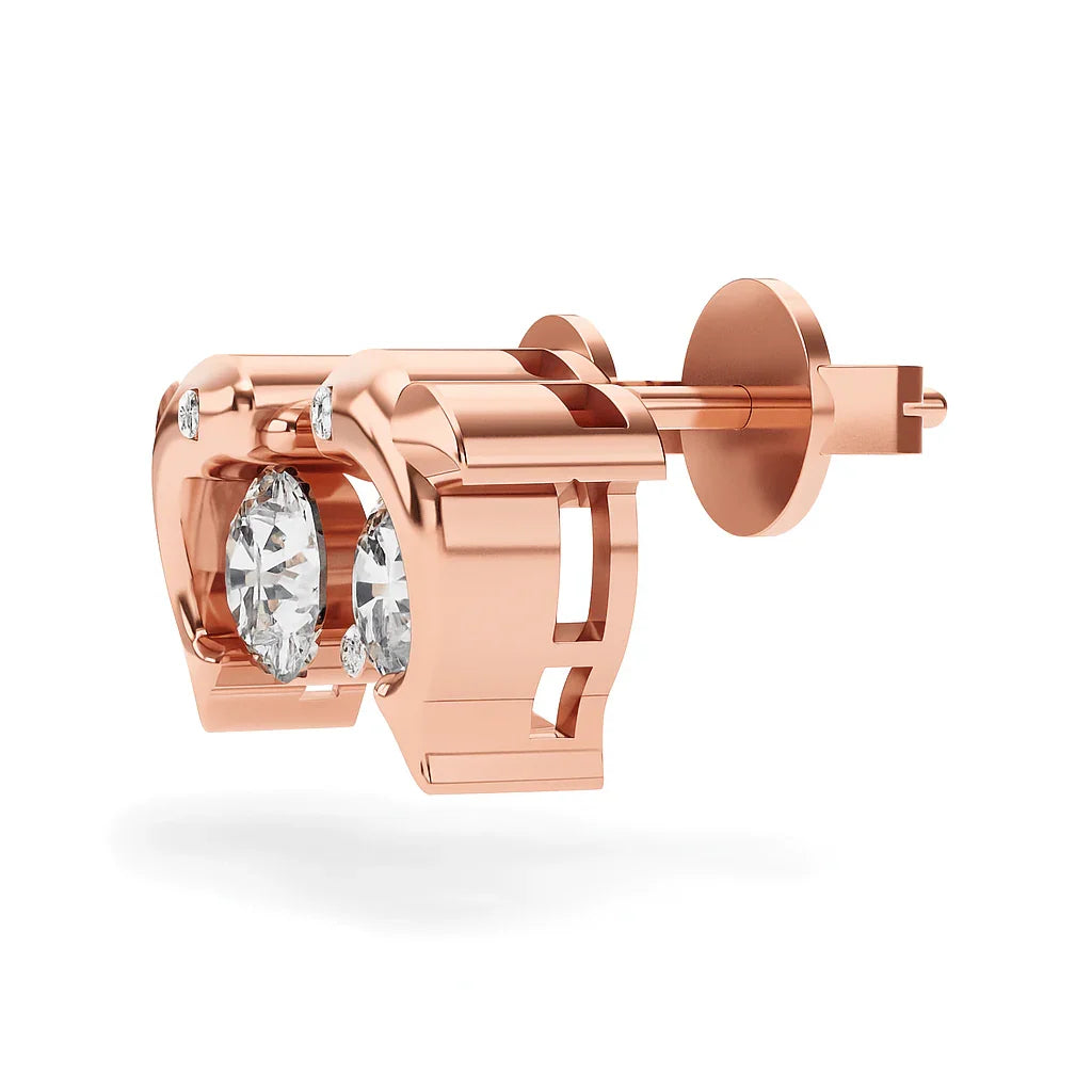 925 silver rose gold plating earrings with CZ on a white background