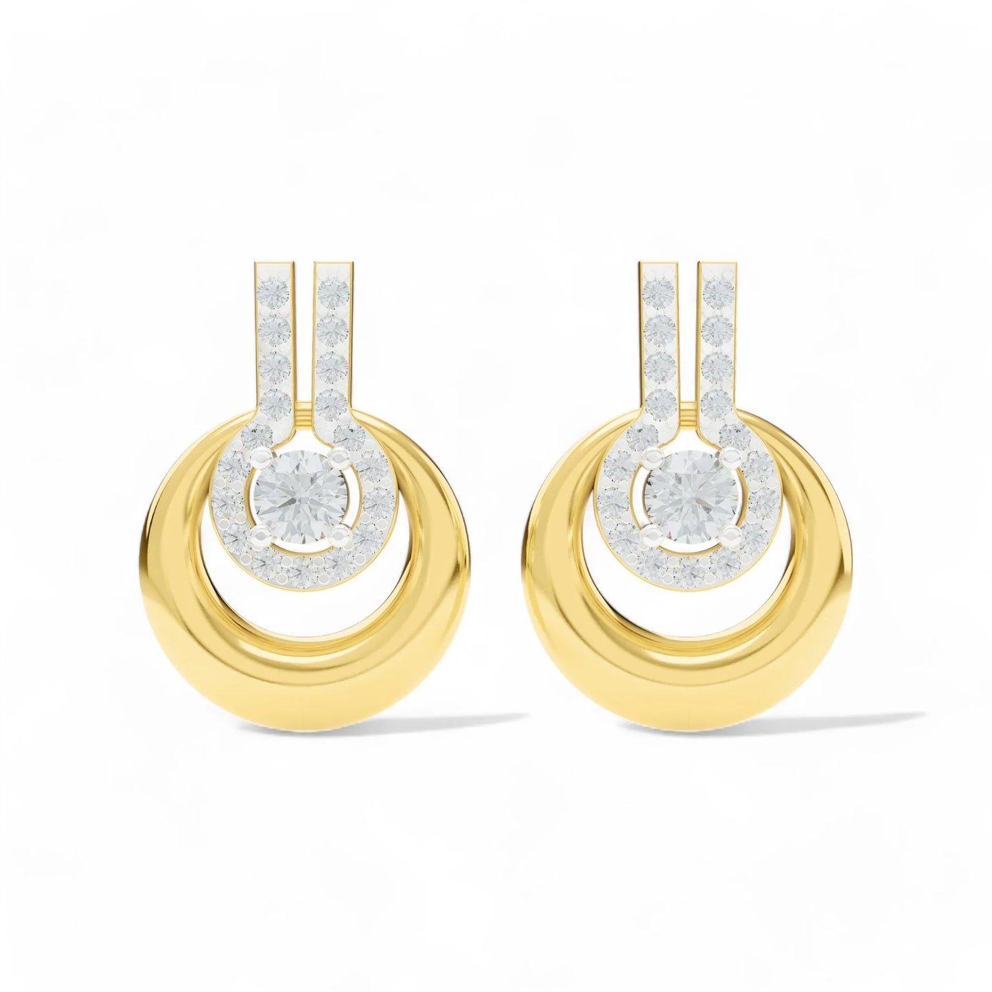 925 Silver CZ Circular Earrings Daily Wear by 7C Jewel