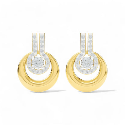 925 Silver CZ Circular Earrings Daily Wear by 7C Jewel