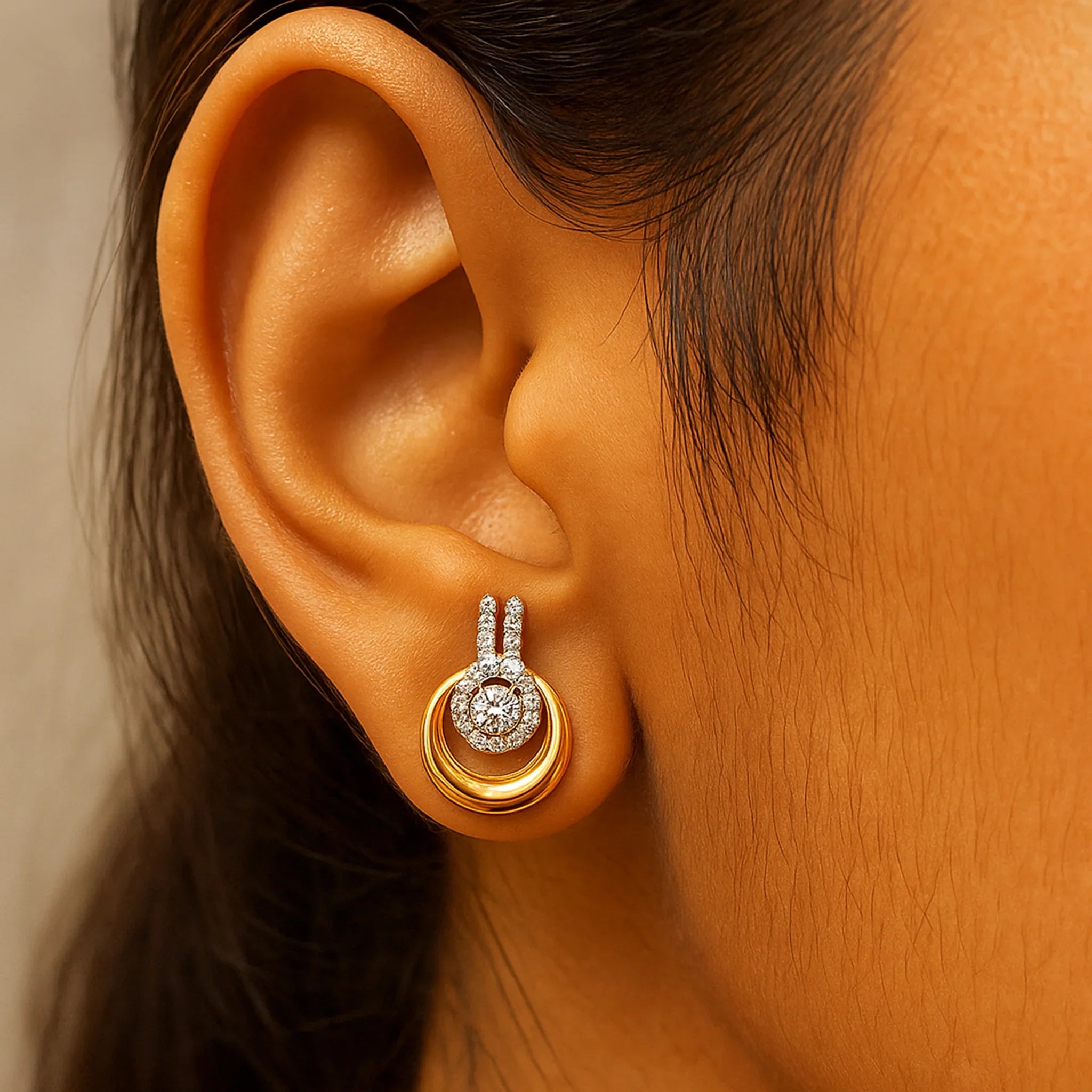 925 Silver CZ Circular Earrings Daily Wear by 7C Jewel