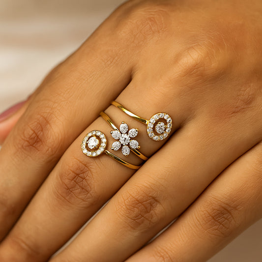 Swirl Silver Ring | 925 Silver 18k Gold Plated Ring