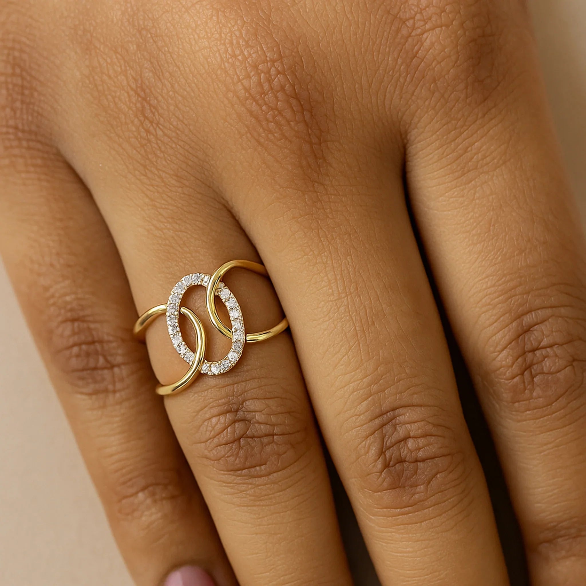 Linked Brilliance Ring | 925 Silver 18k Gold Plated Jewellery