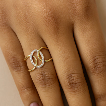 Linked Brilliance Ring | 925 Silver 18k Gold Plated Jewellery