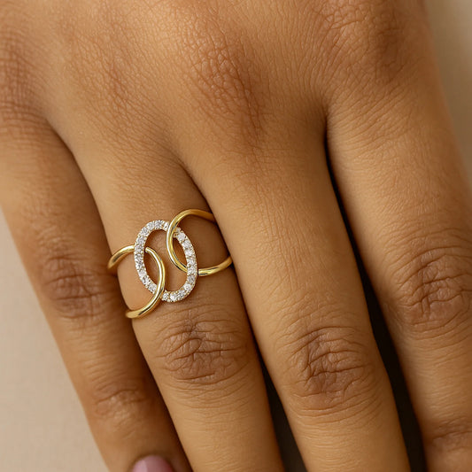 Linked Brilliance Ring | 925 Silver 18k Gold Plated Jewellery