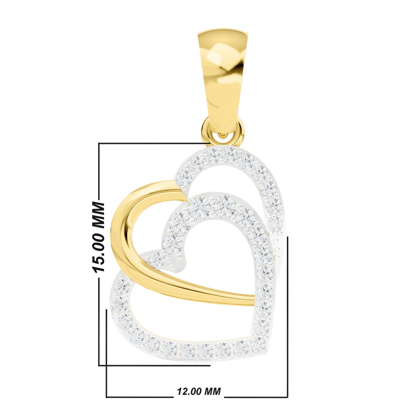 Soulmate's Heart Pendant | Gold Diamond Pendant | Lab Grown Diamond Pendant  Pendant