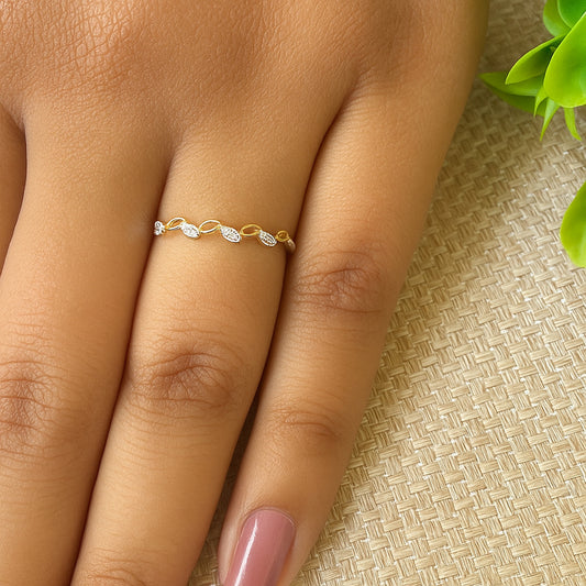 Timeless Leaves Gold Ring | 925 Silver 18k Gold Plated Jewellery