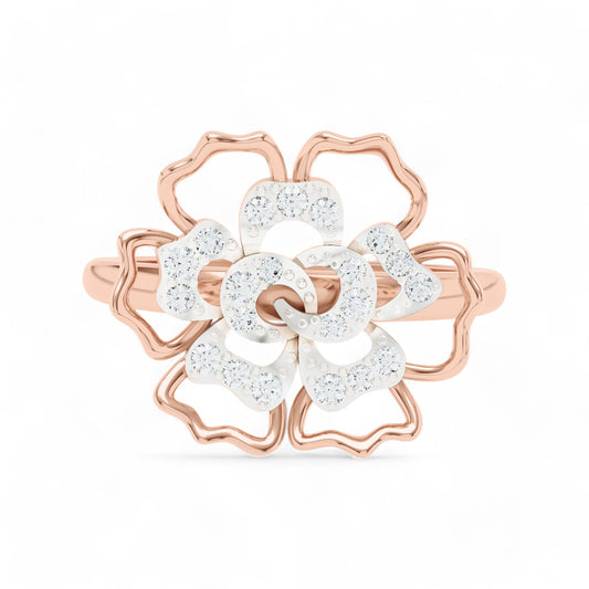 Blossom Halo Gold Ring | Gold Diamond Jewellery | Lab Grown Diamond Jewellery  Ring 18k-Rose-Gold-24