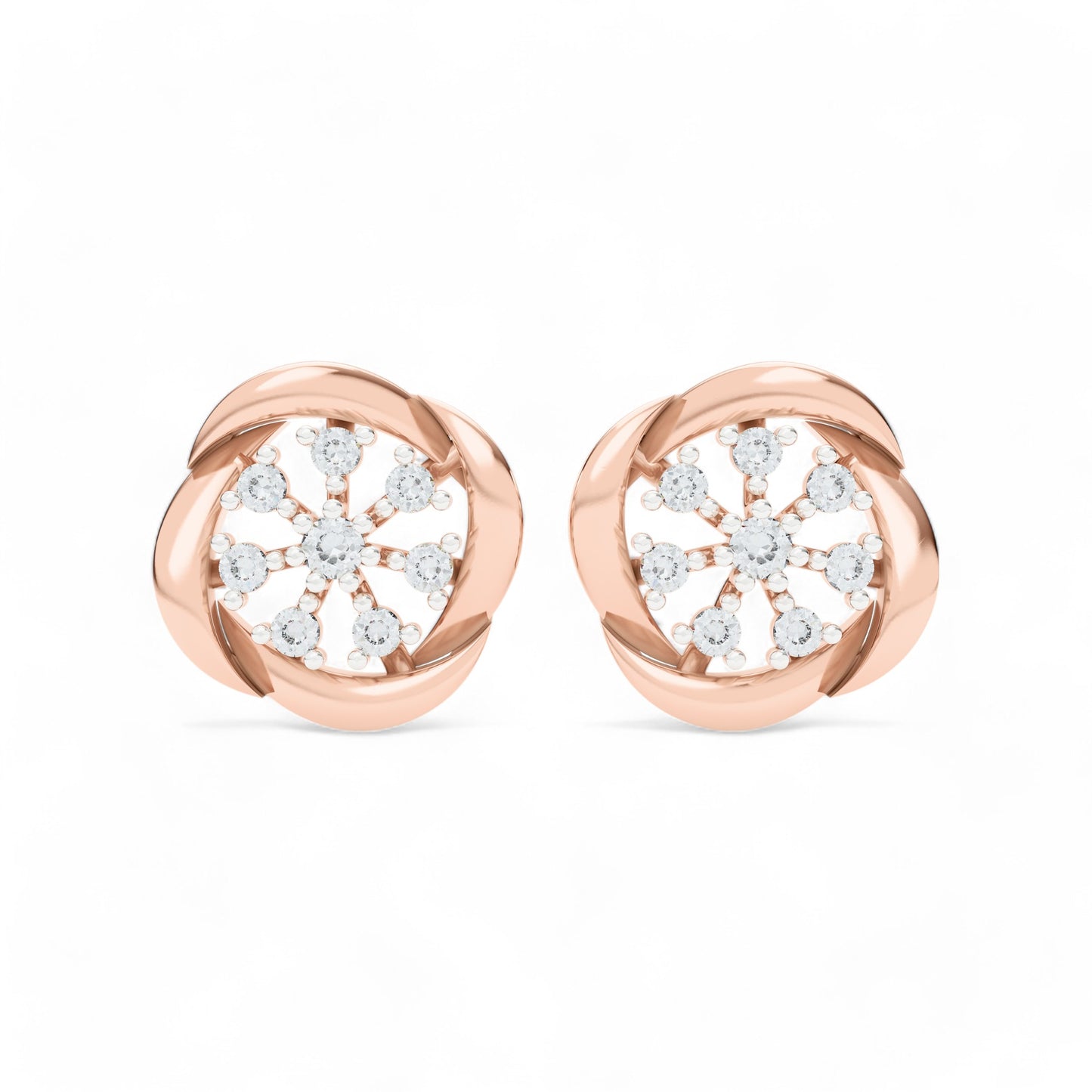 Floret Glow Studs | Gold Diamond Earrings | Lab Grown Diamond Earrings  Earring 18k-Rose-Gold