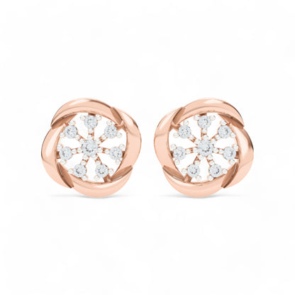 Floret Glow Studs | Gold Diamond Earrings | Lab Grown Diamond Earrings  Earring 18k-Rose-Gold