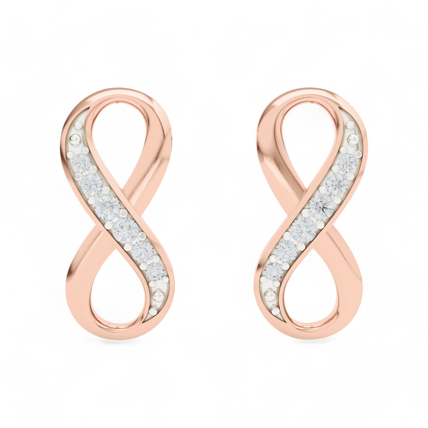Sparkling Infinity Earring | Gold Diamond Earrings | Lab Grown Diamond Earrings  Earring 18k-Rose-Gold