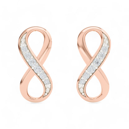 Sparkling Infinity Earring | Gold Diamond Earrings | Lab Grown Diamond Earrings  Earring 18k-Rose-Gold