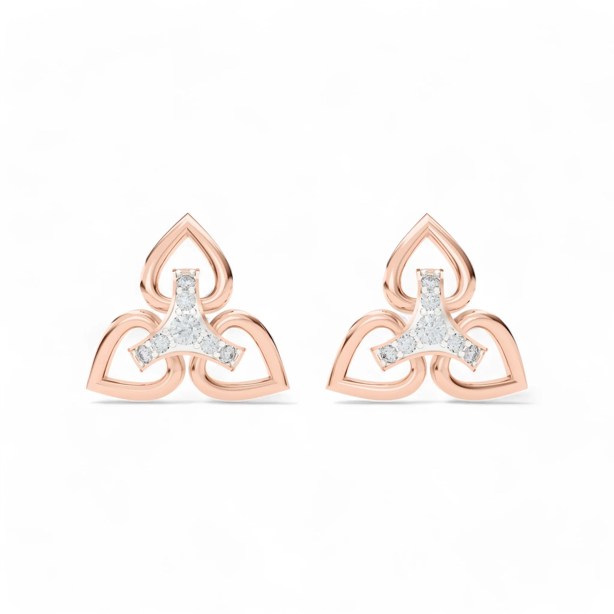 Trinity Heart Motif Earrings | 925 Silver 18k Gold Plated Jewellery