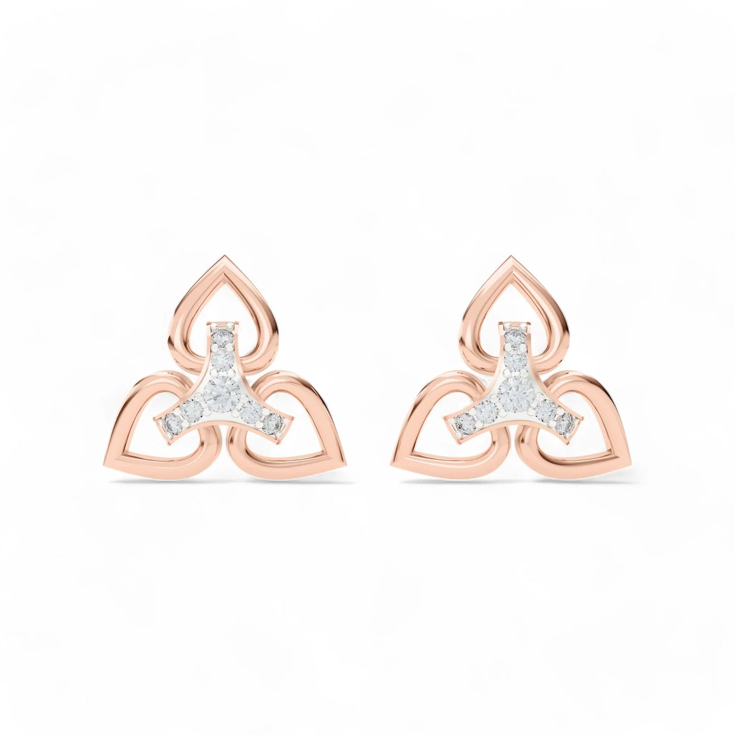 Trinity Heart Motif Earrings | 925 Silver 18k Gold Plated Jewellery