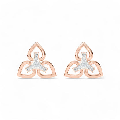 Trinity Heart Motif Earrings | 925 Silver 18k Gold Plated Jewellery