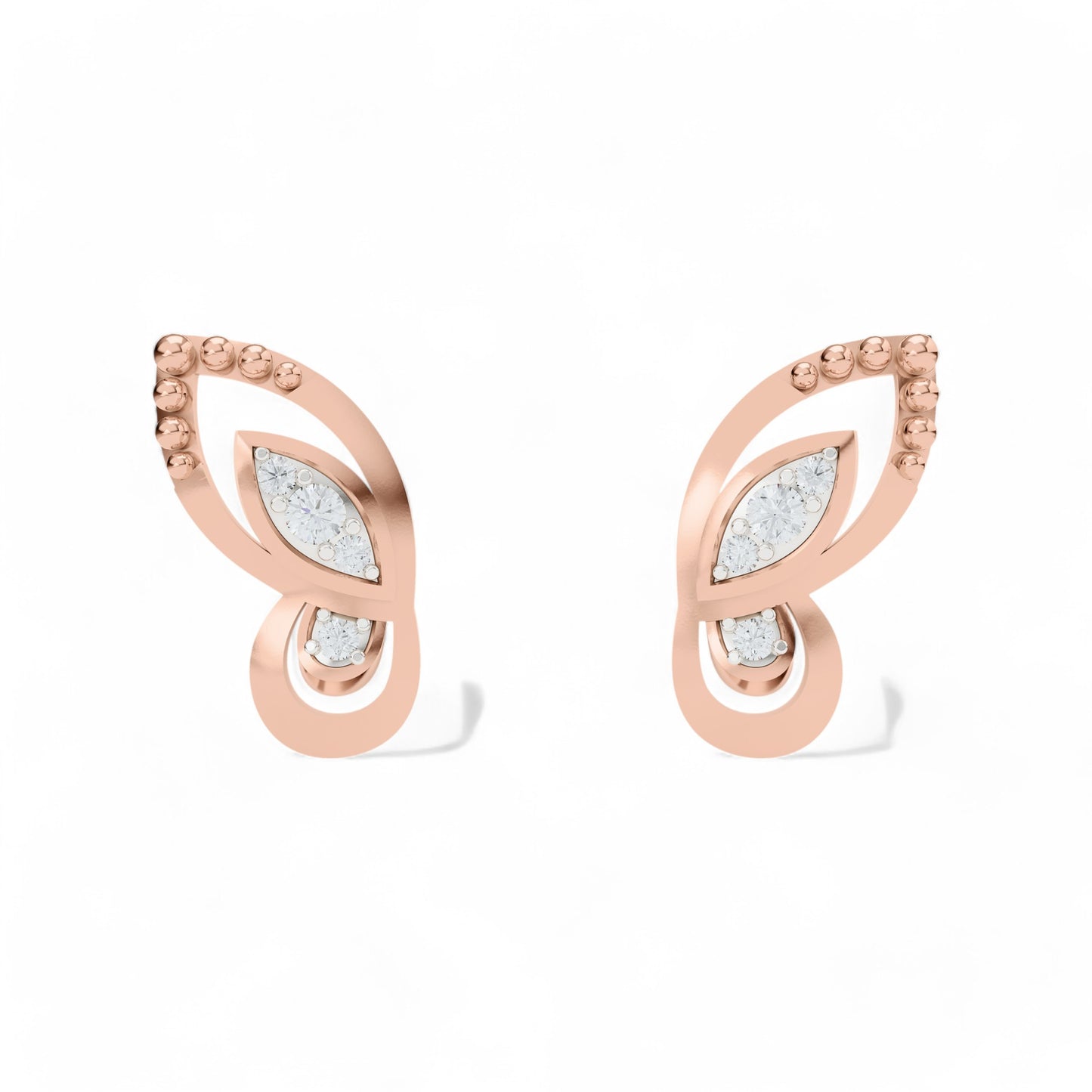 Whispering Wings Studs Earrings | Gold Diamond Earrings | Lab Grown Diamond Earrings  Earring 18k-Rose-Gold
