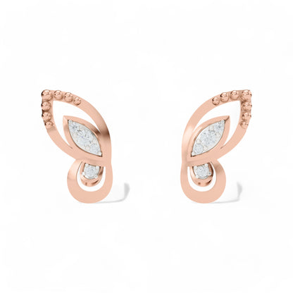 Whispering Wings Studs Earrings | Gold Diamond Earrings | Lab Grown Diamond Earrings  Earring 18k-Rose-Gold