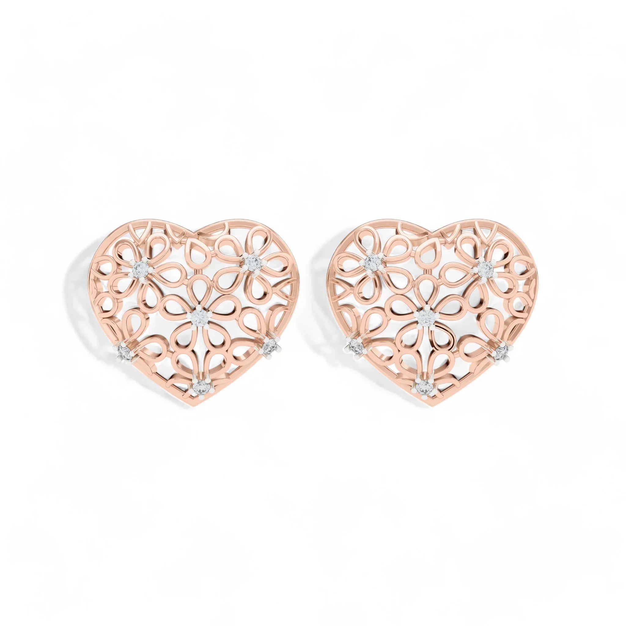 Floral Heart Charm Earrings | 925 Silver 18k Gold Plated Jewellery