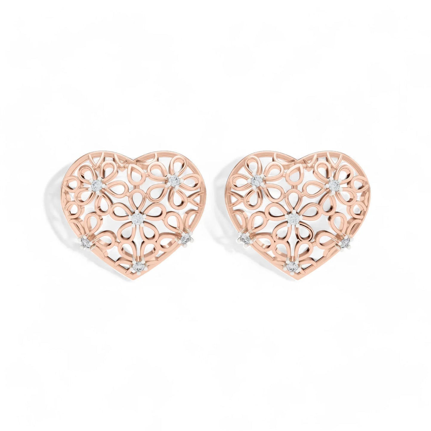 Floral Heart Charm Earrings | 925 Silver 18k Gold Plated Jewellery
