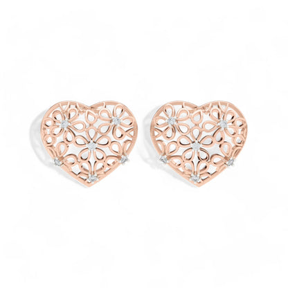 Floral Heart Charm Earrings | 925 Silver 18k Gold Plated Jewellery