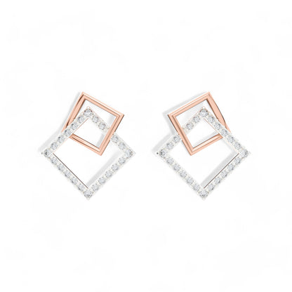 Edgy Elegance Studs | Gold Diamond Earrings | Lab Grown Diamond Earrings  Earring 18k-Rose-Gold