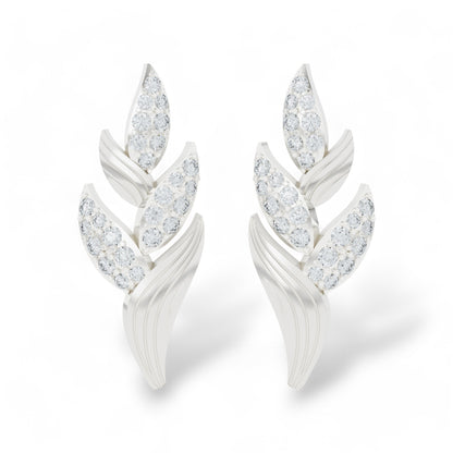 Flora Glow Climber Earrings | 925 Silver Earring 18k Gold Plated | Gold Vermeil Jewellery | Party Wear Earring  Earring White