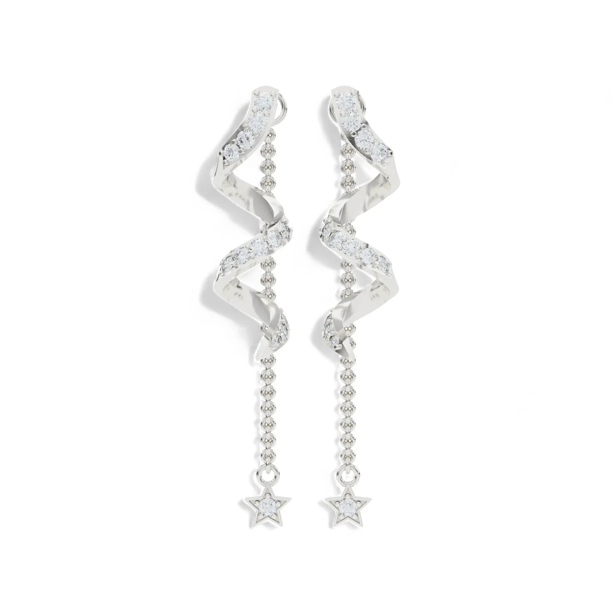 Shimmering Swirl Star Earrings | 925 Silver Earring 18k Gold Plated | Gold Vermeil Jewellery | Party Wear Earring  Earring White