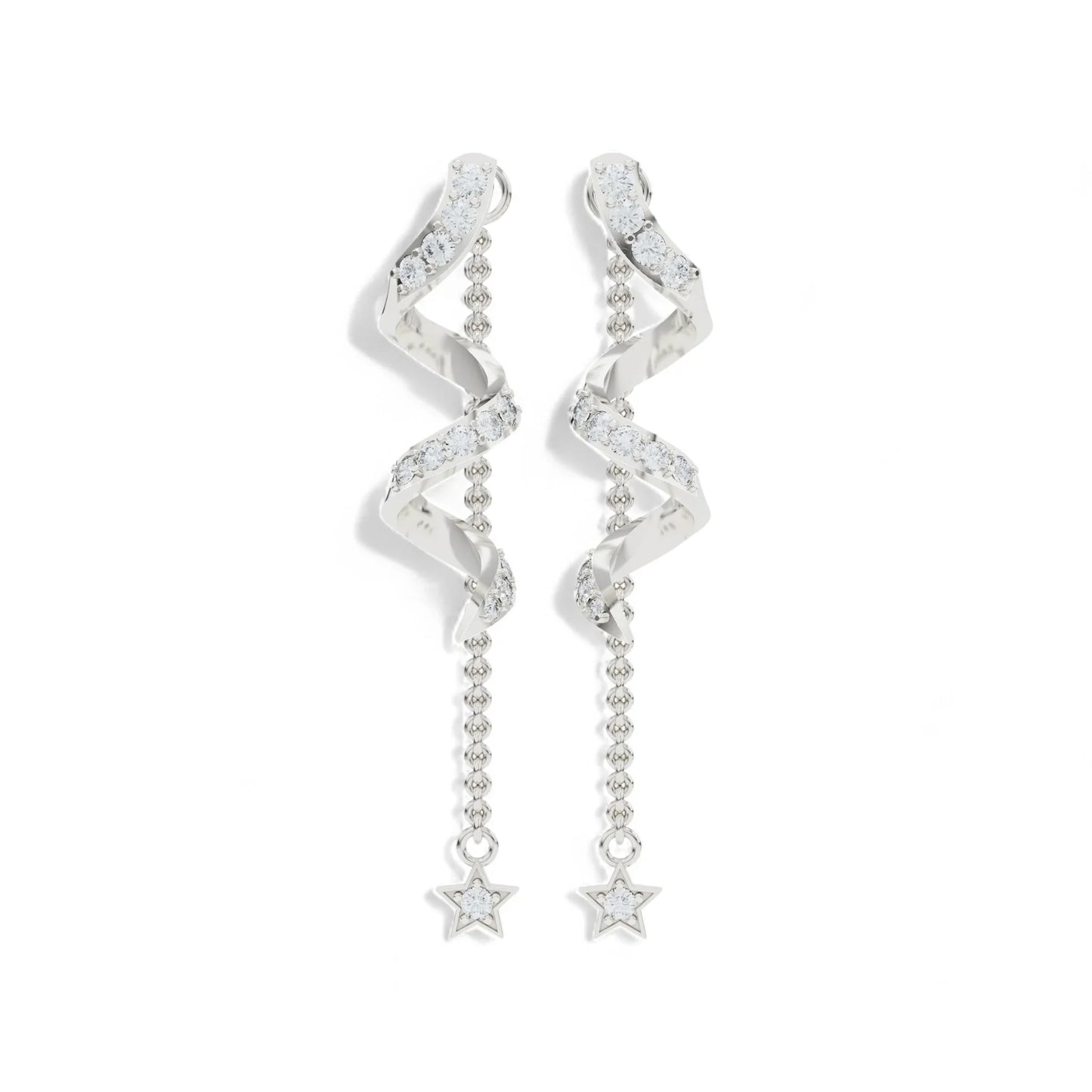 Shimmering Swirl Star Earrings | 925 Silver Earring 18k Gold Plated | Gold Vermeil Jewellery | Party Wear Earring  Earring White