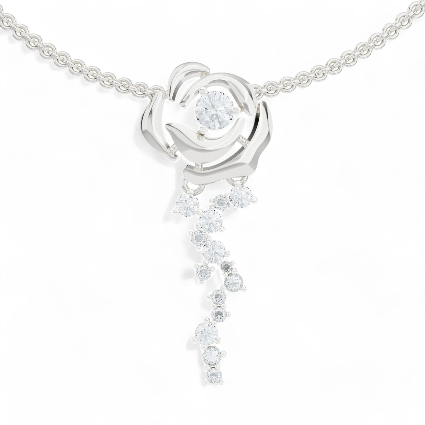 Petals of Love Pendant | 925 Silver 18k Gold Plated Pendant | Gold Vermeil Jewellery | Party Wear Pendant  Pendant White