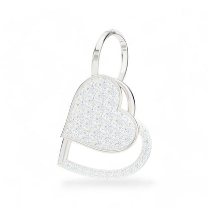 Cherished Heart Pendant | 925 Silver 18k Gold Plated Pendant | Gold Vermeil Jewellery | Party Wear Pendant  Pendant White