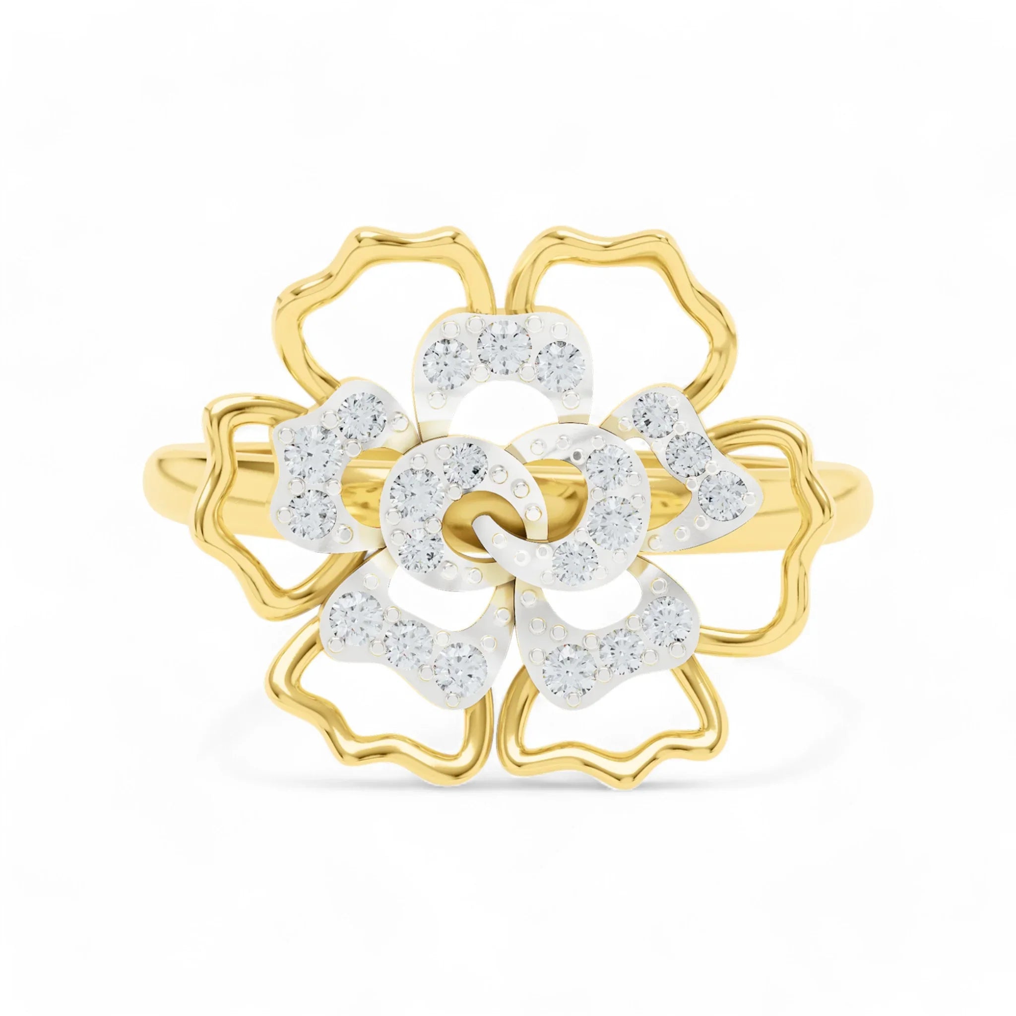 Blossom Halo Gold Ring | Gold Diamond Jewellery | Lab Grown Diamond Jewellery  Ring