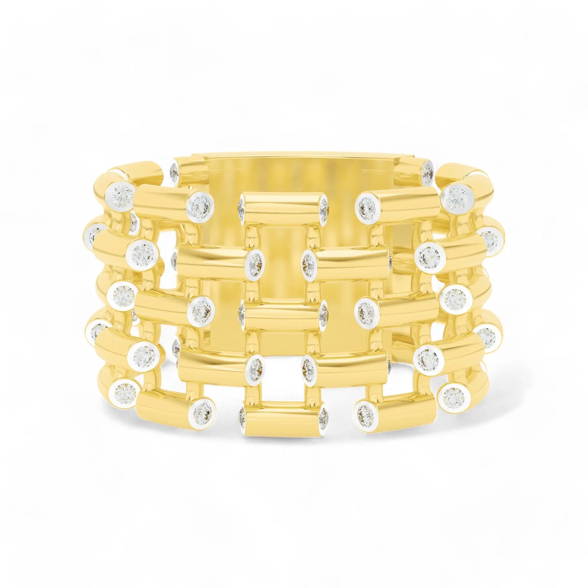 Bamboo Whisper Ring | 925 Silver Gold Plated Ring | Gold Vermeil Jewellery | Party Wear Ring  Ring