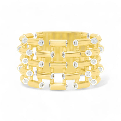 Bamboo Whisper Ring | 925 Silver Gold Plated Ring | Gold Vermeil Jewellery | Party Wear Ring  Ring
