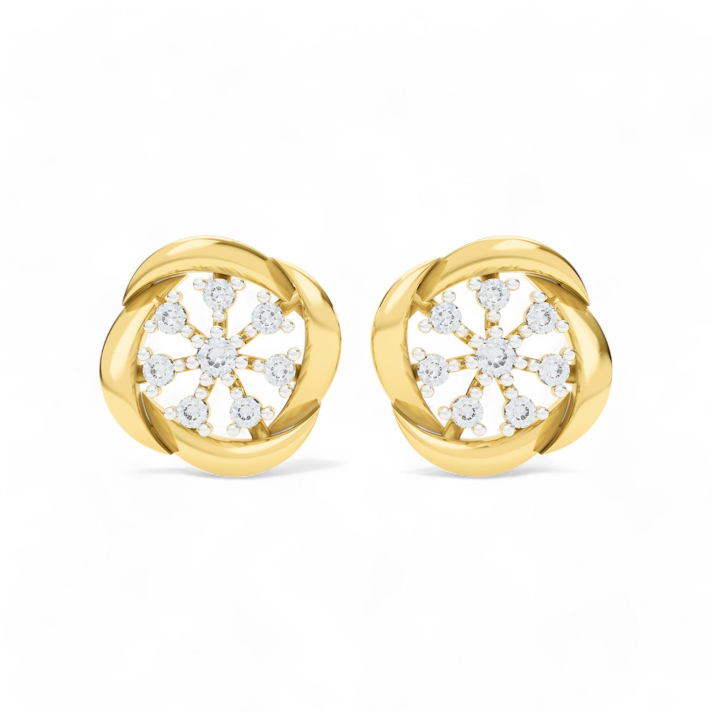 Floret Glow Studs | Gold Diamond Earrings | Lab Grown Diamond Earrings  Earring 18k-Yellow-Gold