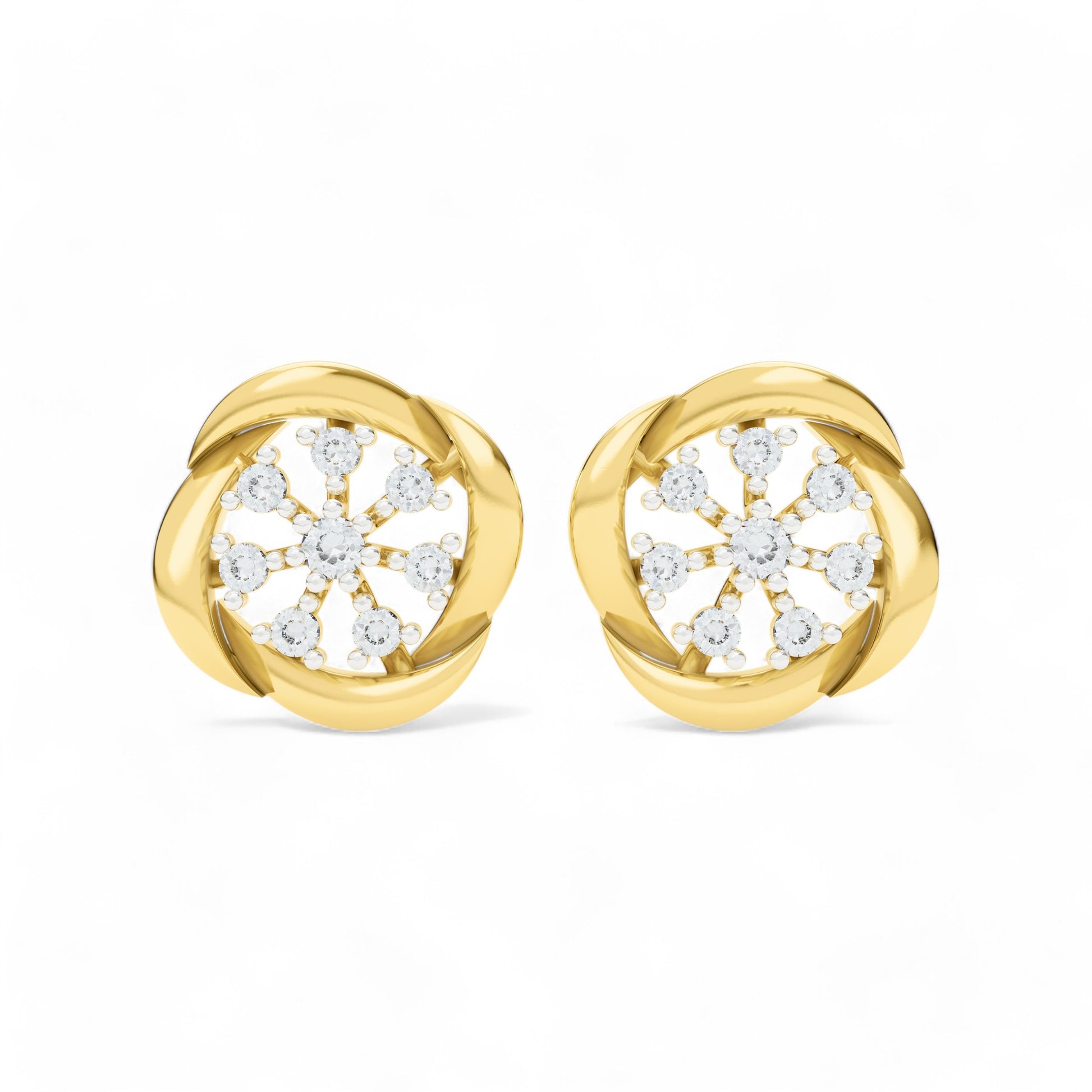 Floret Glow Studs | Gold Diamond Earrings | Lab Grown Diamond Earrings  Earring 18k-Yellow-Gold