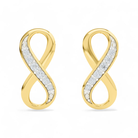 Sparkling Infinity Earring | Gold Diamond Earrings | Lab Grown Diamond Earrings  Earring 18k-Yellow-Gold