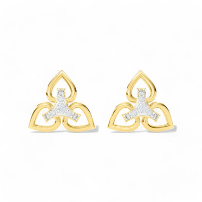 Trinity Heart Motif Gold Earrings | Gold Diamond Earrings | Lab Grown Diamond Earrings  Earring 18k-Yellow-Gold
