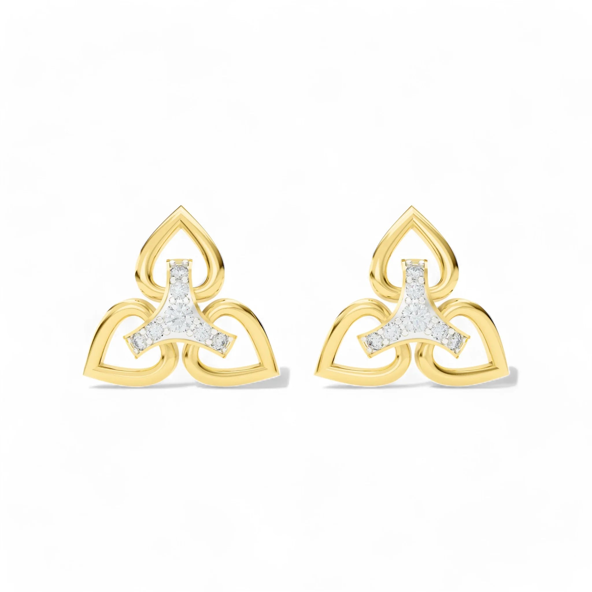 Trinity Heart Motif Earrings | 925 Silver 18k Gold Plated Jewellery