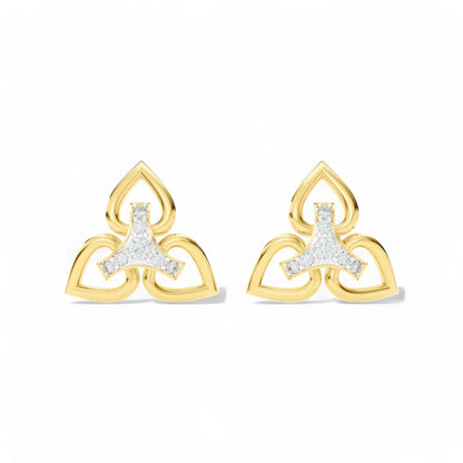 Trinity Heart Motif Earrings | 925 Silver 18k Gold Plated Jewellery