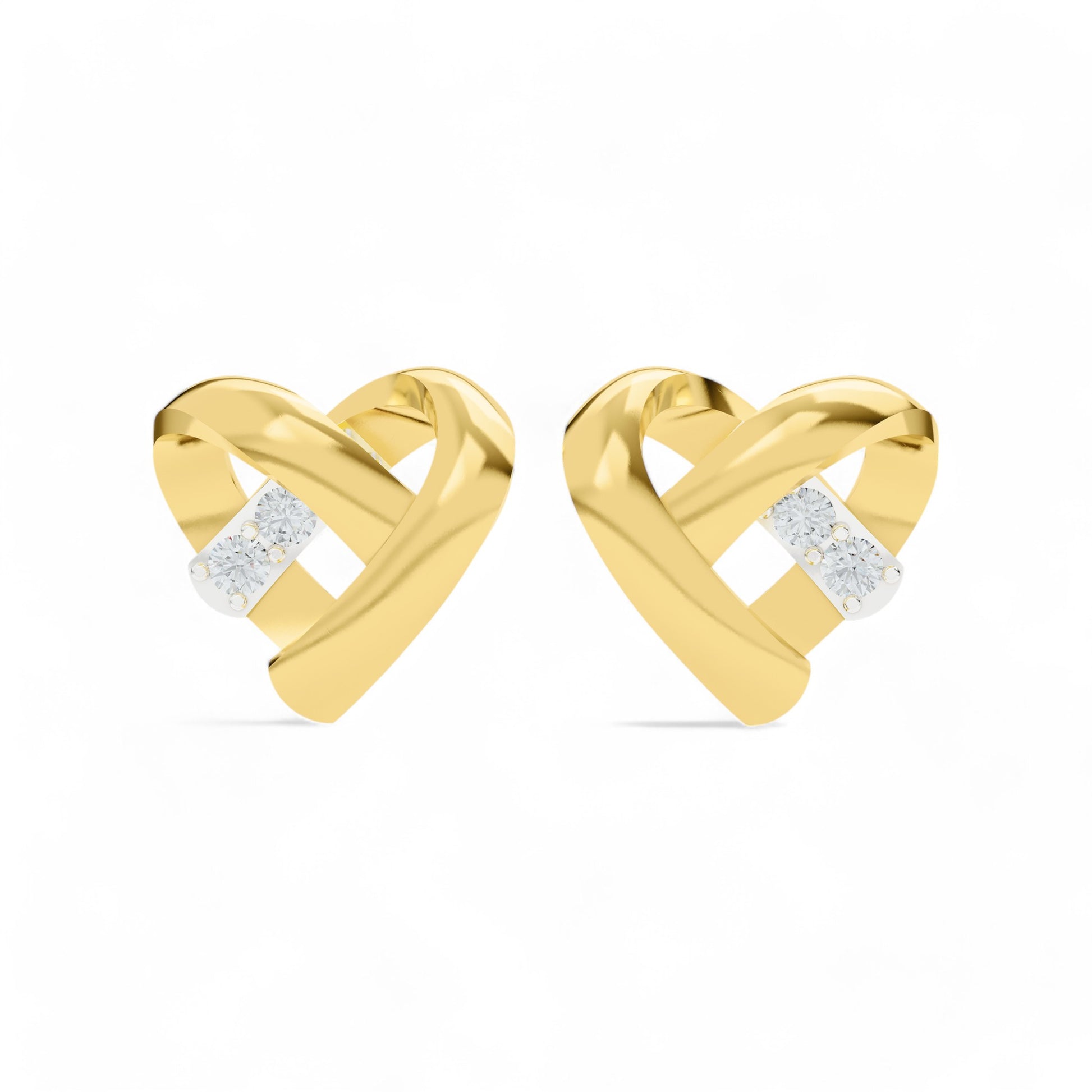 Sweetheart Stud Earrings | Gold Diamond Earrings | Lab Grown Diamond Earrings  Earring 18k-Yellow-Gold